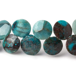 11-13mm Chrysocolla Top Drilled Faceted Coins 7.5 inch 28 Beads AA (ONLINE ORDER ONLY)