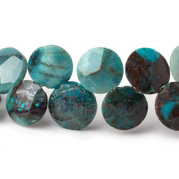 11-13mm Chrysocolla Top Drilled Faceted Coins 7.5 inch 28 Beads AA (ONLINE ORDER ONLY)