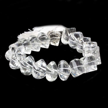 11-13mm Crystal Quartz Twist Beads 8.5 inch 19 pieces (ONLINE ORDER ONLY)