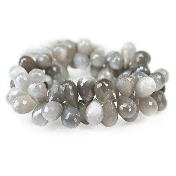 8x11-9x13mm Platinum Gray Moonstone Faceted Tear Drop Beads 8 inch 59 pieces (ONLINE ORDER ONLY)
