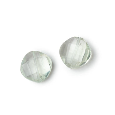 11-13mm Prasiolite Faceted Pillow Set of 2 Focal Beads (ONLINE ORDER ONLY)