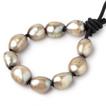 11-13mm Sage Green Large Hole Baroque Pearls Set of 10 (ONLINE ORDER ONLY)