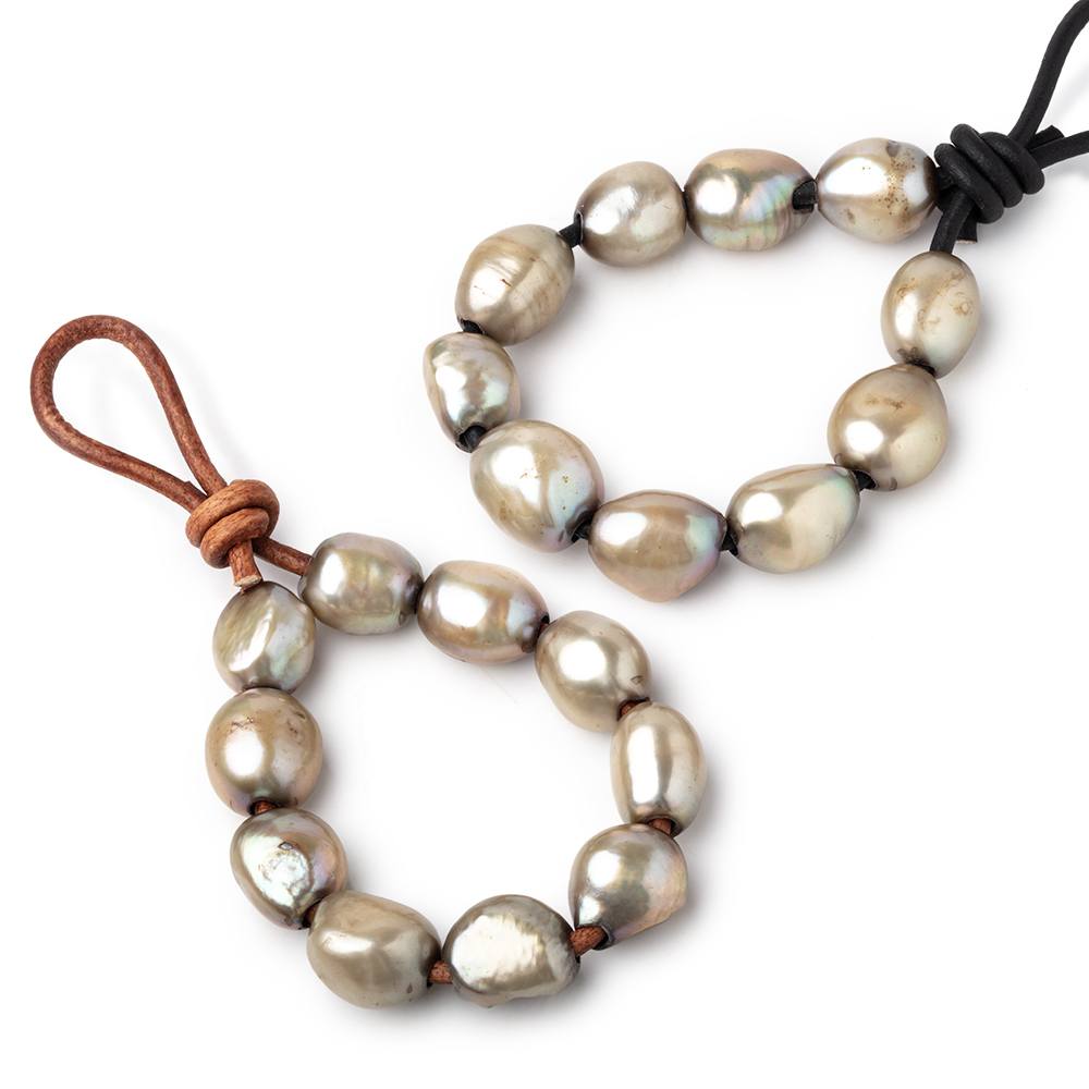 11-13mm Sage Green Large Hole Baroque Pearls Set of 10 (ONLINE ORDER ONLY)