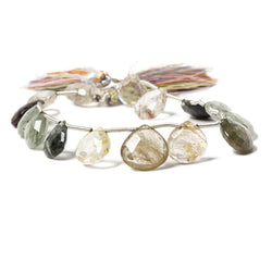 11-13mm Sagenitic Quartz Heart Briolette 8.25 inch 15 inch (ONLINE ORDER ONLY)