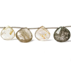 11-13mm Sagenitic Quartz Heart Briolette 8.25 inch 15 inch (ONLINE ORDER ONLY)