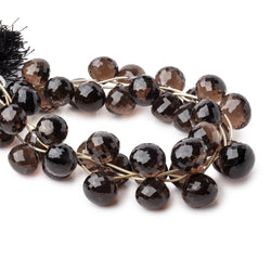 11-13mm Smoky Quartz Faceted Candy Kiss Beads 8 inch 13 pieces (ONLINE ORDER ONLY)