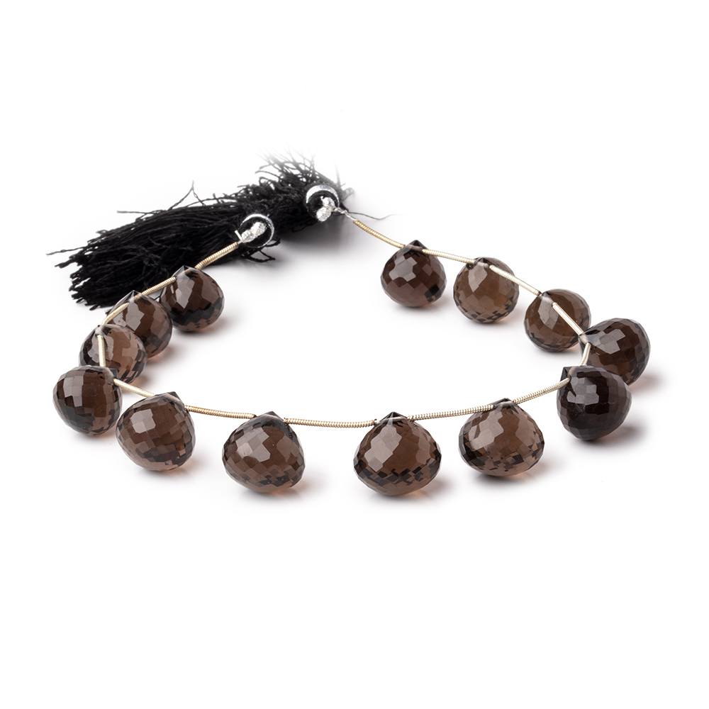 11-13mm Smoky Quartz Faceted Candy Kiss Beads 8 inch 13 pieces (ONLINE ORDER ONLY)
