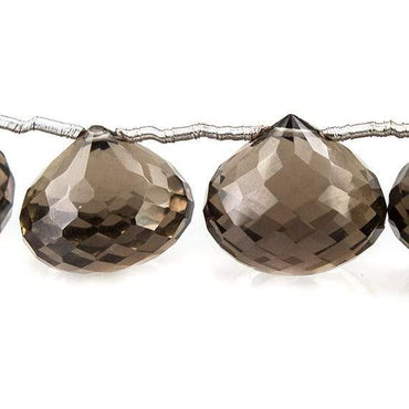 11-13mm Smoky Quartz Faceted Candy Kiss Beads 8 inch 15 beads (ONLINE ORDER ONLY)
