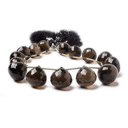 11-13mm Smoky Quartz Faceted Candy Kiss Beads 8 inch 15 beads (ONLINE ORDER ONLY)