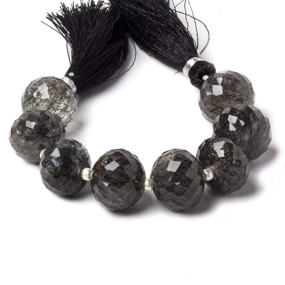 11-13mm Tourmalinated Quartz Large Hole concave faceted rondelles 4.5 inch 8 beads (ONLINE ORDER ONLY)