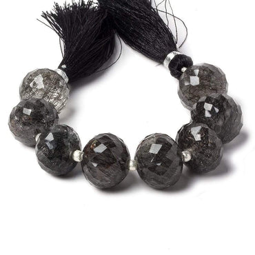 11-13mm Tourmalinated Quartz Large Hole concave faceted rondelles 4.5 inch 8 beads (ONLINE ORDER ONLY)