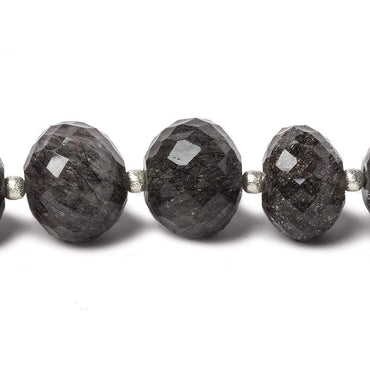 11-13mm Tourmalinated Quartz Large Hole concave faceted rondelles 4.5 inch 8 beads (ONLINE ORDER ONLY)