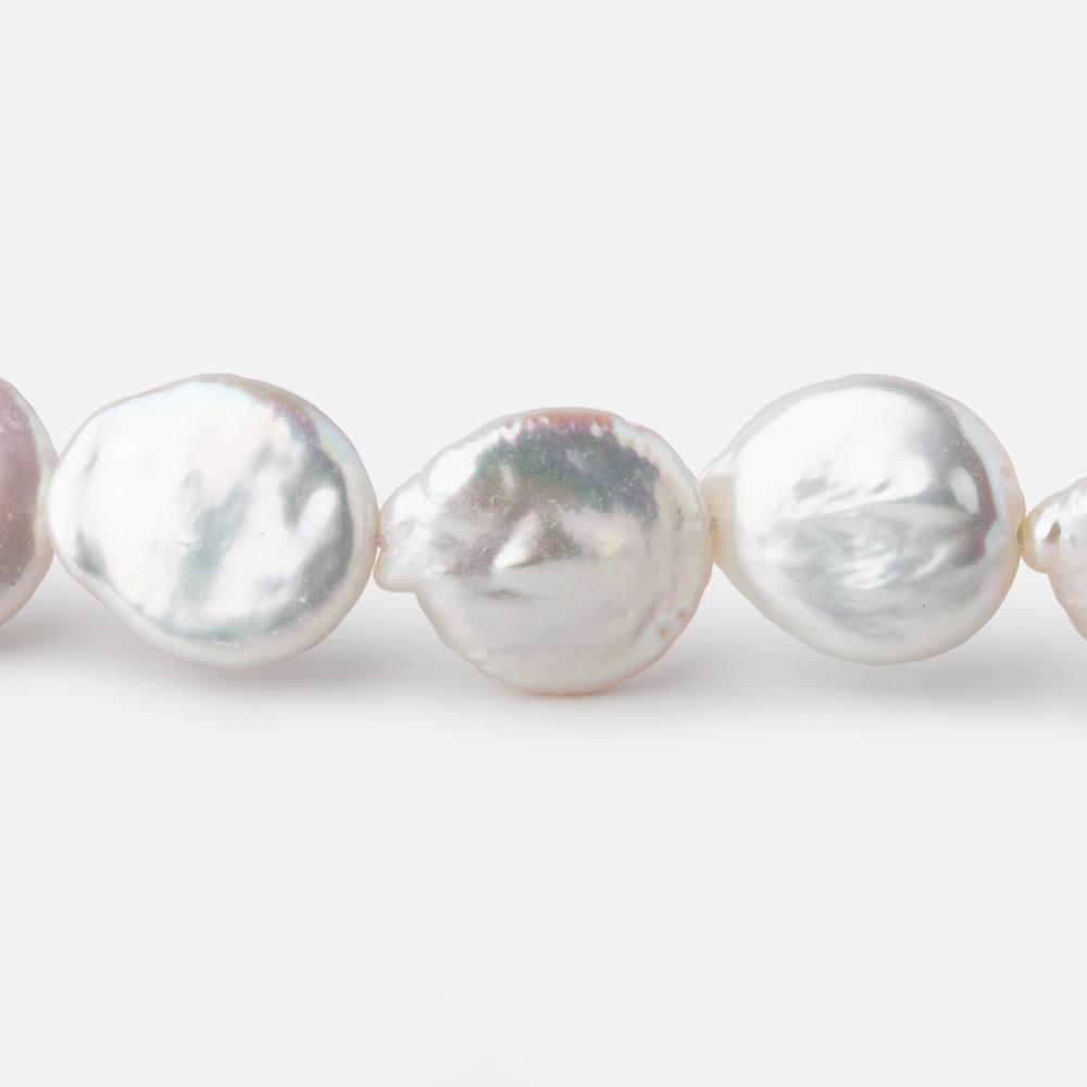 11-13mm White Coin Freshwater Pearls 15.5 inch 22 pieces (ONLINE ORDER ONLY)