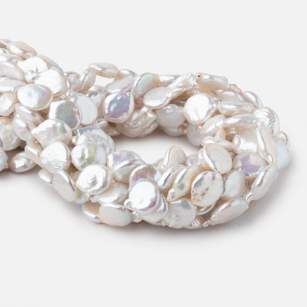 11-13mm White Coin Freshwater Pearls 15.5 inch 22 pieces (ONLINE ORDER ONLY)