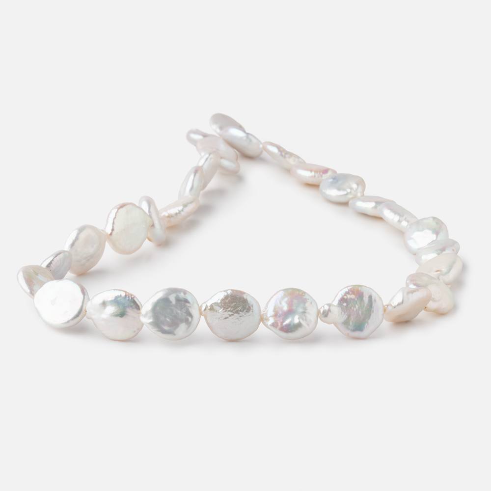 11-13mm White Coin Freshwater Pearls 15.5 inch 22 pieces (ONLINE ORDER ONLY)