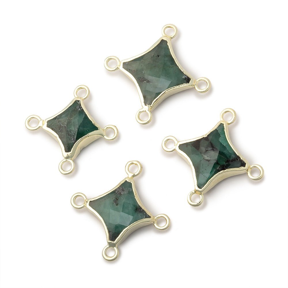 11-14mm Gold Leafed Emerald 4 Point Star Focal 4 Ring Connector (ONLINE ORDER ONLY)
