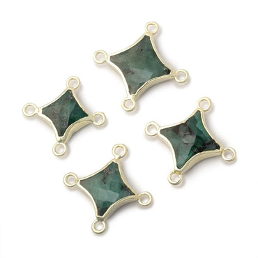 11-14mm Gold Leafed Emerald 4 Point Star Focal 4 Ring Connector (ONLINE ORDER ONLY)
