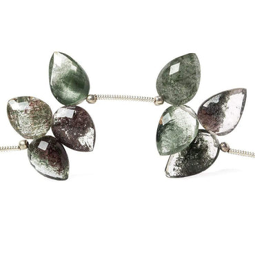 11-14mm Moss Quartz Faceted Pear Shoulder Drilled 7.5 inch 23 pieces (ONLINE ORDER ONLY)