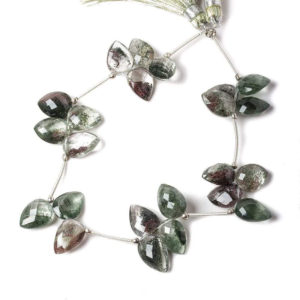 11-14mm Moss Quartz Faceted Pear Shoulder Drilled 7.5 inch 23 pieces (ONLINE ORDER ONLY)