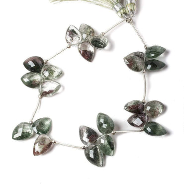 11-14mm Moss Quartz Faceted Pear Shoulder Drilled 7.5 inch 23 pieces (ONLINE ORDER ONLY)