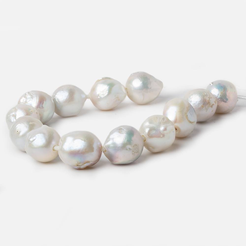 11-14mm Off White Baroque Large Hole pearls 8 inch 13 pieces (ONLINE ORDER ONLY)