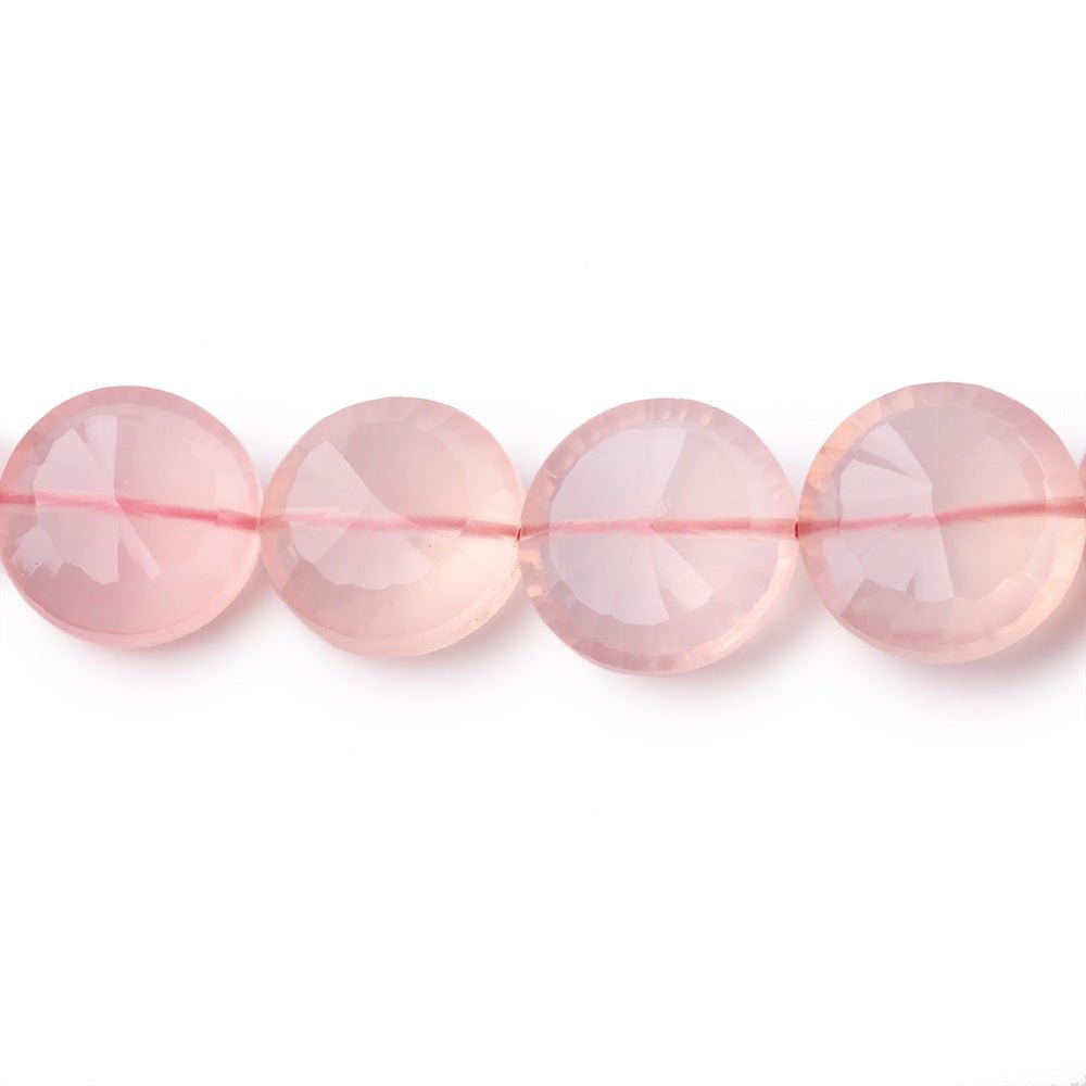 11-14mm Rose Quartz Brilliant Faceted Coin Beads 8 inch 17 pieces (ONLINE ORDER ONLY)
