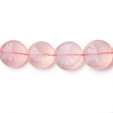11-14mm Rose Quartz Brilliant Faceted Coin Beads 8 inch 17 pieces (ONLINE ORDER ONLY)