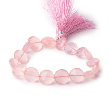 11-14mm Rose Quartz Brilliant Faceted Coin Beads 8 inch 17 pieces (ONLINE ORDER ONLY)
