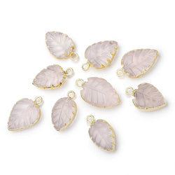 11-15mm Gold Leafed Rose Quartz Carved Leaf Focal 1 piece (ONLINE ORDER ONLY)