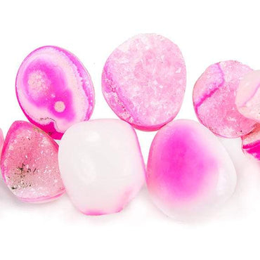 11 - 15mm Hibiscus Pink Agate Petite Drusy Free Form Beads 27 pieces (ONLINE ORDER ONLY)