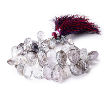 11-16mm Moss Amethyst & Tourmalinated Quartz Faceted Pears 7.5 inch 47 pcs (ONLINE ORDER ONLY)