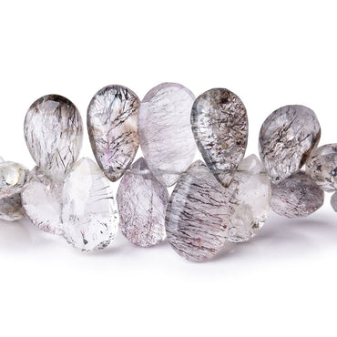 11-16mm Moss Amethyst & Tourmalinated Quartz Faceted Pears 7.5 inch 47 pcs (ONLINE ORDER ONLY)