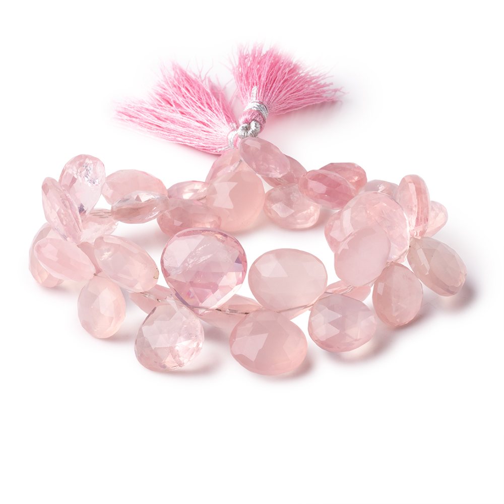 11-16mm Rose Quartz faceted hearts 8 inch 34 beads (ONLINE ORDER ONLY)