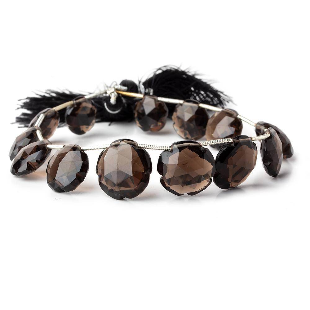 11-16mm Smoky Quartz Faceted Flower Beads 8 inch 13 pieces (ONLINE ORDER ONLY)