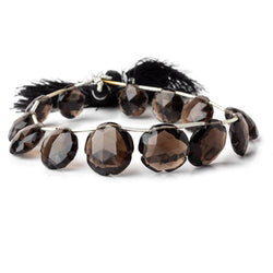 11-16mm Smoky Quartz Faceted Flower Beads 8 inch 13 pieces (ONLINE ORDER ONLY)