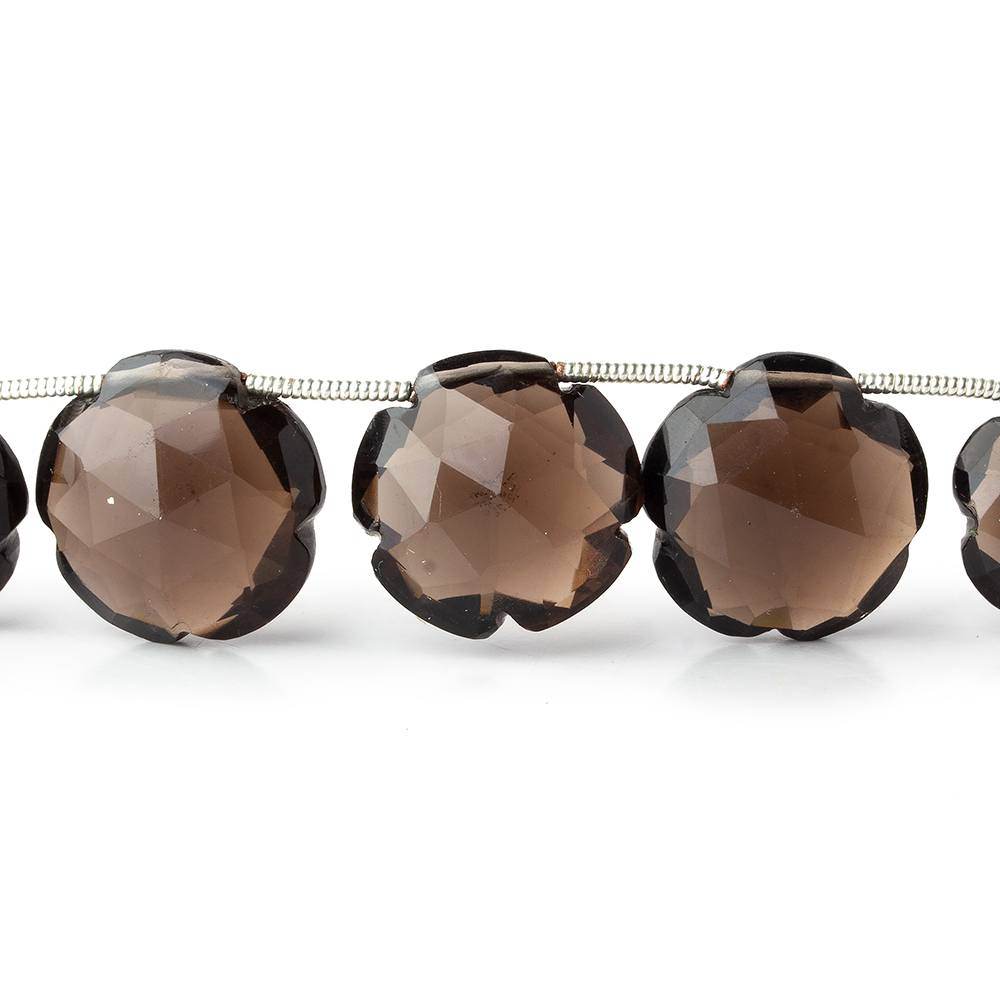 11-16mm Smoky Quartz Faceted Flower Beads 8 inch 13 pieces (ONLINE ORDER ONLY)