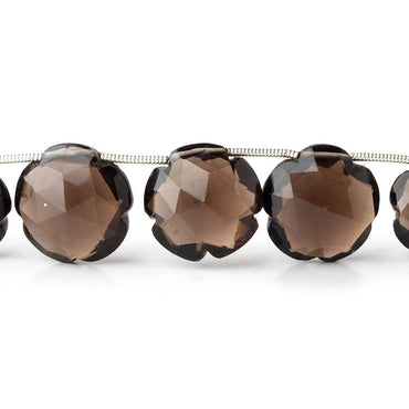 11-16mm Smoky Quartz Faceted Flower Beads 8 inch 13 pieces (ONLINE ORDER ONLY)