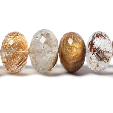11-17mm Rutilated Quartz Faceted Rondelle Beads 16 inch 44 pieces (ONLINE ORDER ONLY)