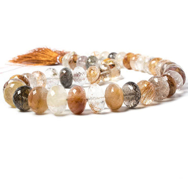 11-17mm Rutilated Quartz Faceted Rondelle Beads 16 inch 44 pieces (ONLINE ORDER ONLY)