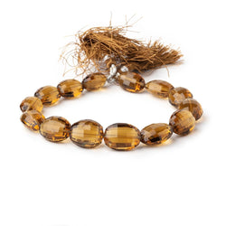 11-17mm Whiskey Quartz Checkerboard Faceted Oval 8 inch 14 Beads (ONLINE ORDER ONLY)