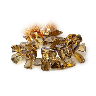 11-18mm Whiskey Quartz Concave Faceted Triangle 7 inch 50 Beads AAA (ONLINE ORDER ONLY)