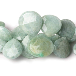 11-19mm Milky Aquamarine Faceted Heart Beads 7 inch 31 pieces (ONLINE ORDER ONLY)