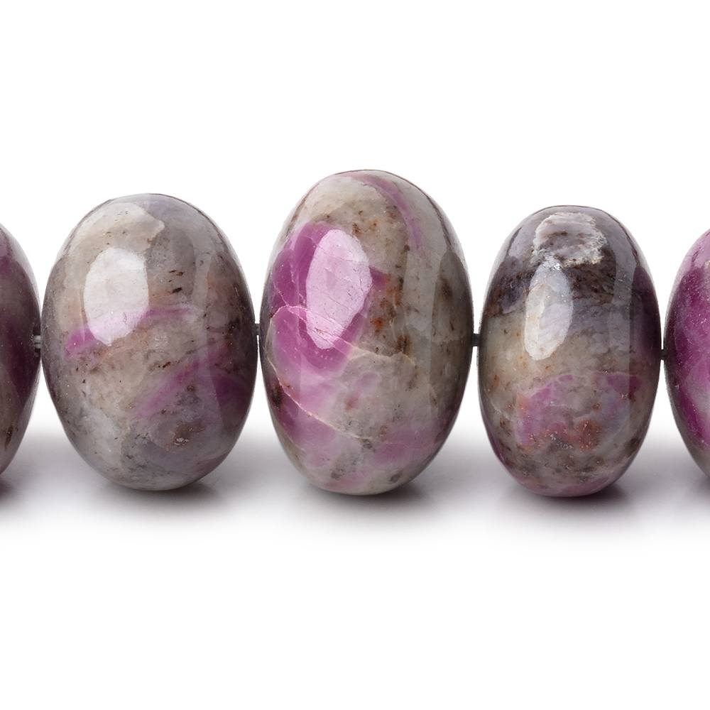 11-19mm Ruby in Marble Matrix Plain Rondelles 17.5 inch 48 Beads 1mm Hole (ONLINE ORDER ONLY)