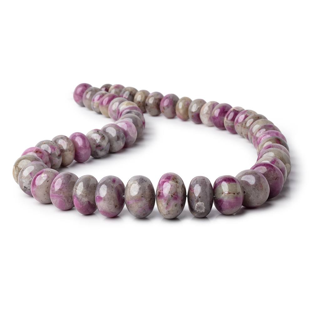 11-19mm Ruby in Marble Matrix Plain Rondelles 17.5 inch 48 Beads 1mm Hole (ONLINE ORDER ONLY)