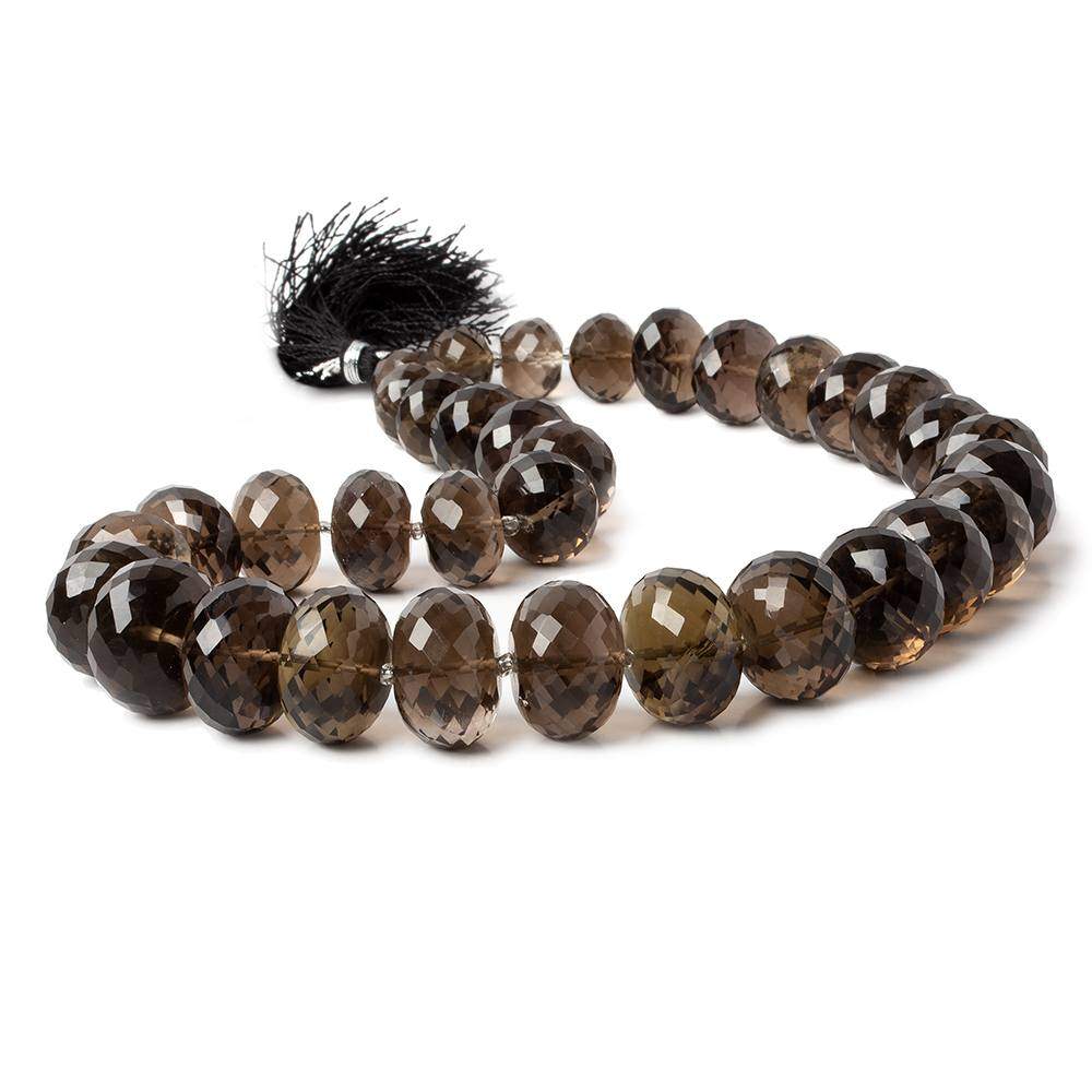 11-19mm Smoky Quartz Faceted Rondelle Beads 16 inch 34 pieces (ONLINE ORDER ONLY)