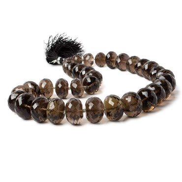 11-19mm Smoky Quartz Faceted Rondelle Beads 16 inch 34 pieces (ONLINE ORDER ONLY)