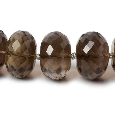 11-19mm Smoky Quartz Faceted Rondelle Beads 16 inch 34 pieces (ONLINE ORDER ONLY)