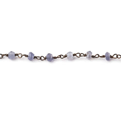 3mm Iolite faceted rondelle Black Gold Chain by the foot 36 pieces (ONLINE ORDER ONLY)