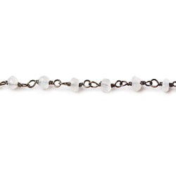 3mm Rainbow & White Moonstone faceted rondelle Black Gold Chain by the foot 36 pcs (ONLINE ORDER ONLY)