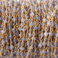 3mm Iolite faceted rondelle Gold Chain by the foot 36 pieces (ONLINE ORDER ONLY)